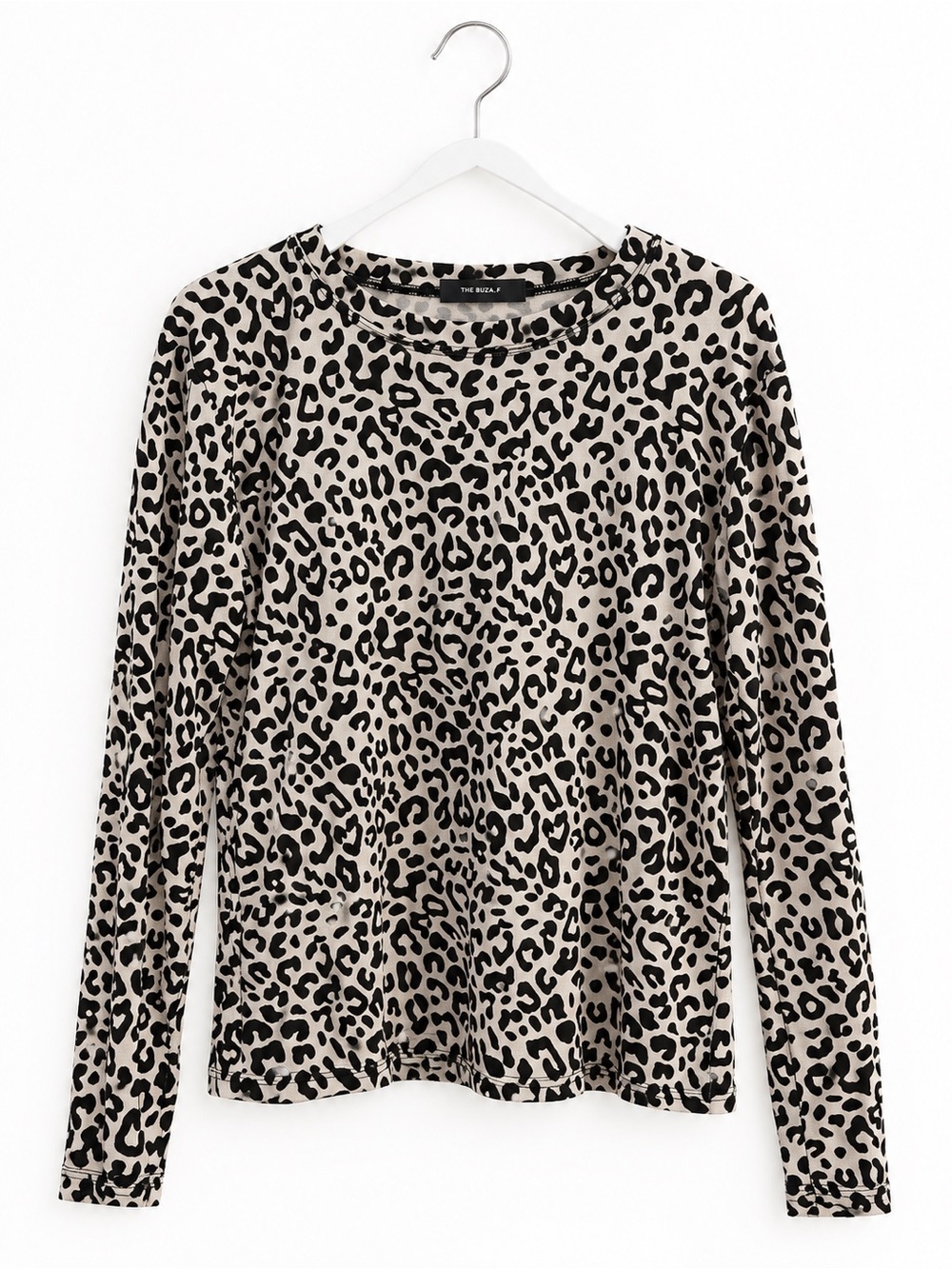 THE BUZA.F Leopard Print Long Sleeve Stretch Top